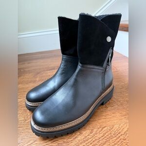 FABIANELLI New Black Leather Suede Fuzzy Soft Winter Boots Cozy Italy 39 40 READ